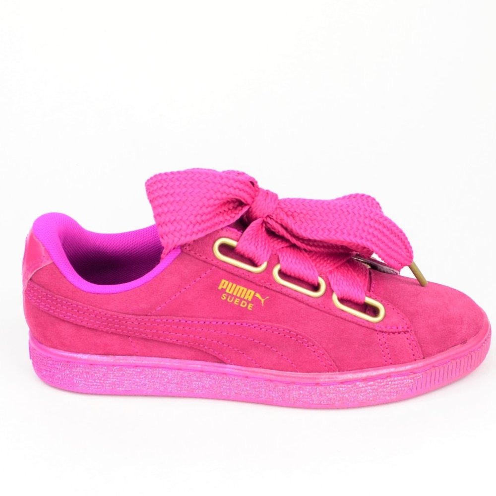 Puma Suede Velvet Rope Women's Size 6.5 Fuchsia Lace Up Casual Sneakers